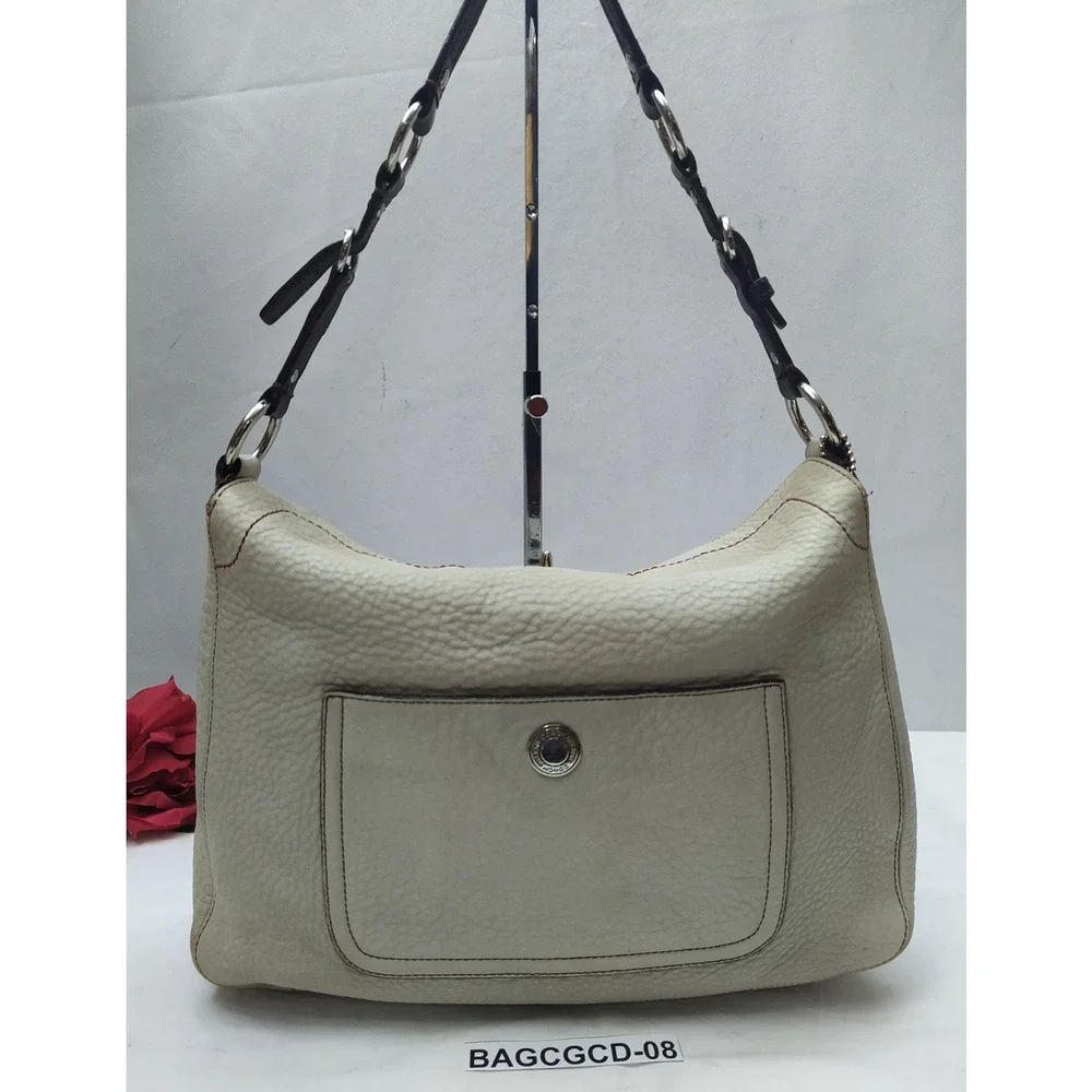 Coach Chelsea Ivory Pebbled Leather Turnlock Hobo Shoulder Bag
